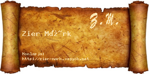 Zier Márk névjegykártya
