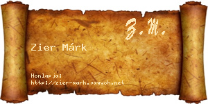 Zier Márk névjegykártya